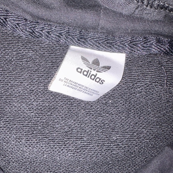 Adidas Originals Cropped Hoodie – Black 3 Stripe Trefoil Sweatshirt - Picture 2 of 5